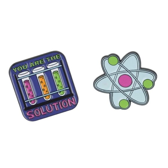 U Style Backpack Pins, Multicolor Science/Chemistry Theme, Set of 2 - Picture 2 of 3